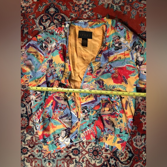 Retro August Silk Sport Jamaican beach print silk bomber jacket - Picture 3 of 8
